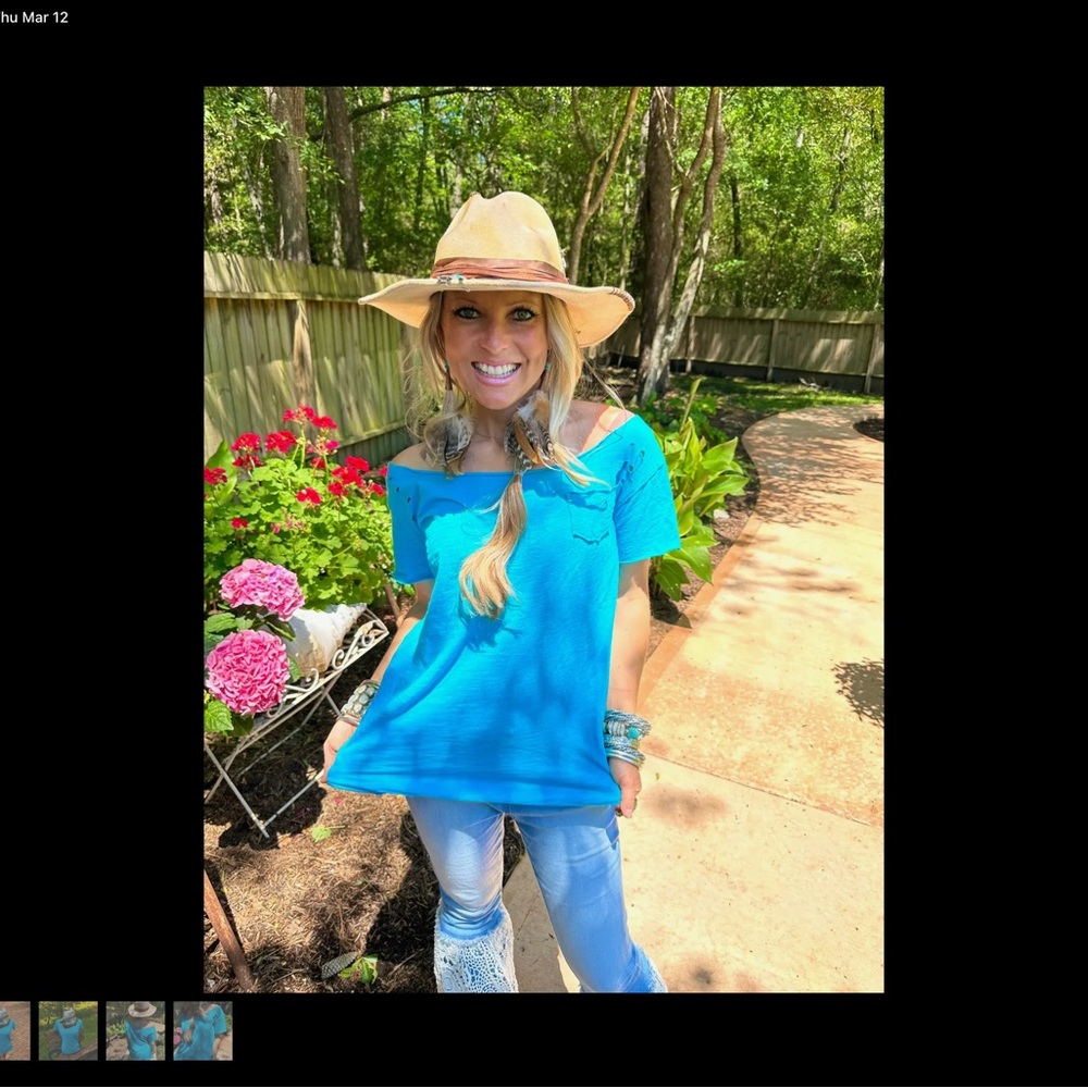 A Rare Bird Aqua/Blue Ripped Tee